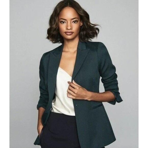 NWT REISS Neya Tailored Blazer petrol blue Women's Size 2 - Picture 1 of 14